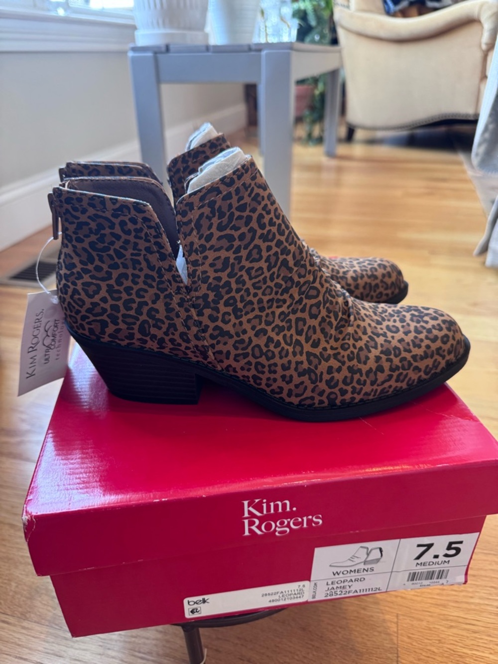Kim Rogers Leopard Print Ankle Booties in Brown